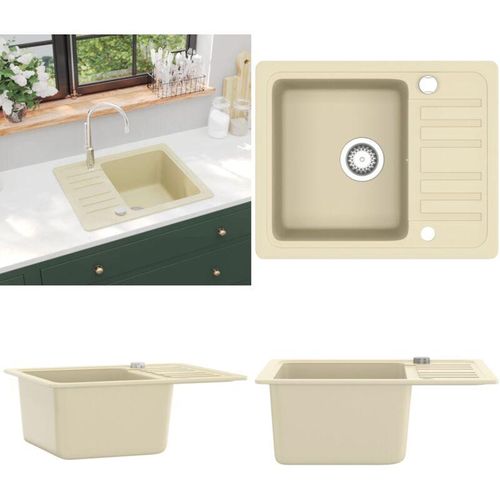 8721115437605 - Vidaxl - Granitspüle Einzelbecken Beige - Spülbecken - Küchenspüle - Home & Living - Beige