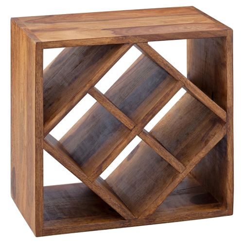 4250950286191 - Finebuy - Weinregal Massiv-Holz 40x40x25 cm klein stehend Design Flaschenregal für die Küche Standregal schmal für 8 Flaschen