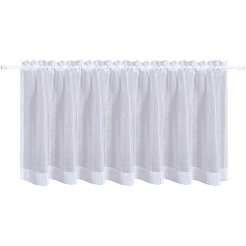 4007863646792 - Scheibengardine Elke Gardinen Gr 50 cm Stangendurchzug 140 cm weiß Scheibengardinen transparent Gardine HxB 50x140 mit Streifen Design 4007863646792 - Scheibengardine Elke Gardinen Gr 50 cm Stangendurchzug 140 cm weiß Scheibengardinen transparent Gardine HxB 50x140 mit Streifen Design