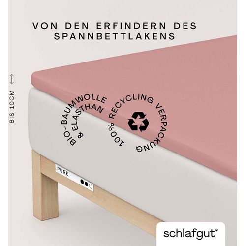 4007399454458 - Spannbettlaken SCHLAFGUT PURE TOPPER in Gr 90x200 140x200 oder 180x200 cm Laken für Topper Gr B L 180-200 cm x 200-220 cm 1 St Jersey-Elasthan 180-200 x 200-220 cm 10 cm lila (purple mid) aus 100% Bio-Baumwolle für Matratzen bis 10 cm Höhe Bettlaken