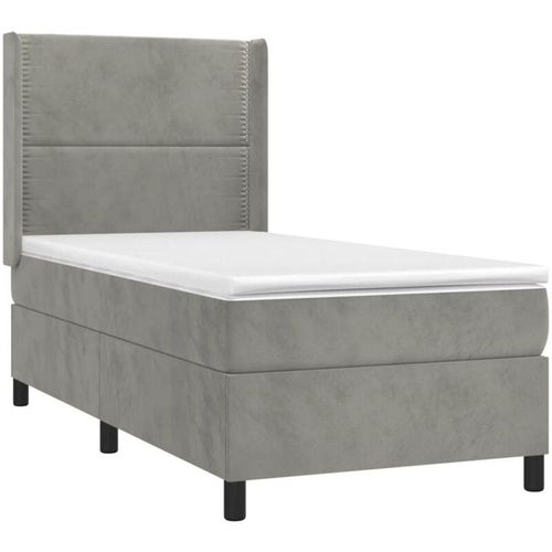 8720287360780 - Boxspringbett mit Matratze & LED Hellgrau 80x200 cm Samt vidaXL 8720287360780 - Boxspringbett mit Matratze & LED Hellgrau 80x200 cm Samt vidaXL