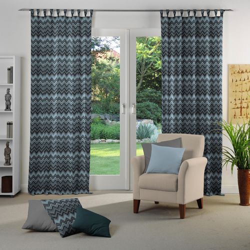 4004567231576 - Vorhang WIRTH Benewitz Gr 2 blau (petrol) Gardinen 145cm Schlaufen 132cm Baumwolle Polyester B132cm H145cm