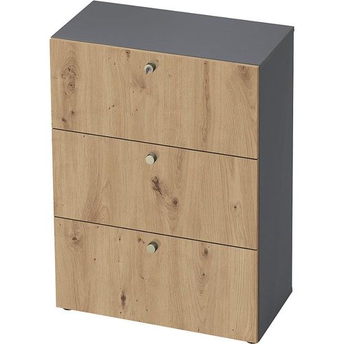 4032062188071 - eurokraft pro Hängeregistraturschrank HxBxT 1100 x 800 x 420 mm graphit   Asteiche