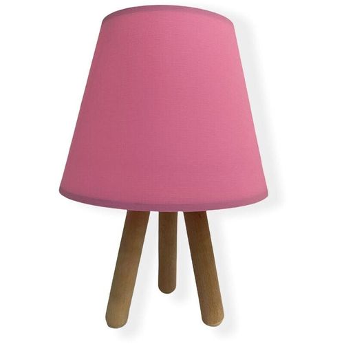 8434652179845 - Wellhome - Tischlampe Holzsockel Farbe Rosa Natürlich