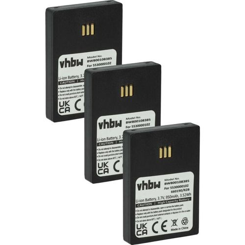 4069099544099 - vhbw 3x Akku kompatibel mit Avaya DH4 IP63 WH1 3740 3725 3720 schnurlos Festnetz Telefon (950 mAh 37 V Li-Ion) Schwarz