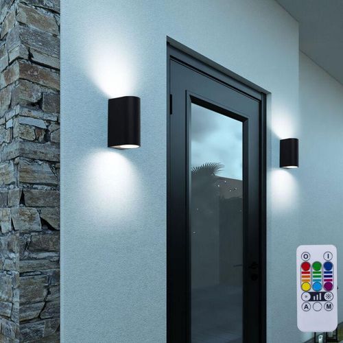 3800170227538 - Up Down Wandleuchte schwarz Wand Außenleuchte Terrasse Aluminium Aussenleuchten Haustür dimmbar mit Fernbedienung 2x RGB LED 35W 200lm 3000K BxH