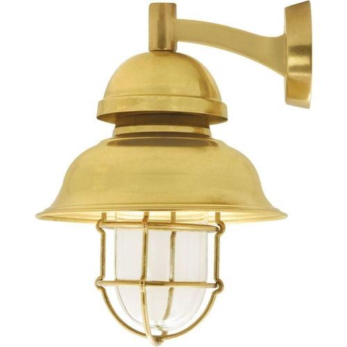 4255596736574 - Licht-erlebnisse - Außenlampe Wand Messing Glas E27 IP64 h 35 cm in Maritim Außenwandlampe