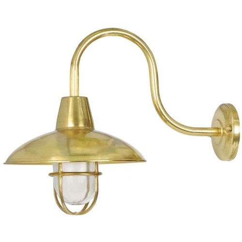 4255596736628 - Licht-erlebnisse - Außenwandlampe Messing massiv Glas 37 cm hoch IP64 in E27 Maritim