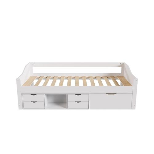 4262437183022 - Funktionsbett Nalu 90x200 cm - Holz Bett mit Lattenrost & Schubladen - Stauraumbett für Kinder - Jugendbett Kinderbett Gästebett - Weiß - Juskys 4262437183022 - Funktionsbett Nalu 90x200 cm - Holz Bett mit Lattenrost & Schubladen - Stauraumbett für Kinder - Jugendbett Kinderbett Gästebett - Weiß - Juskys