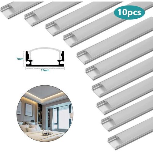 0726504953214 - Swanew - 10x1m led Aluminium Profil led Aluprofil Alu Schiene Leiste Inner Modelle für led Streifen Eloxiert Leuchte U-form - Silber