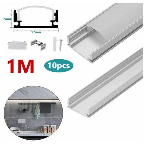 0726504946957 - Swanew - 10x 1m led profilé aluminium bande dangle bande bandes blanches rail aluminiumForme-U