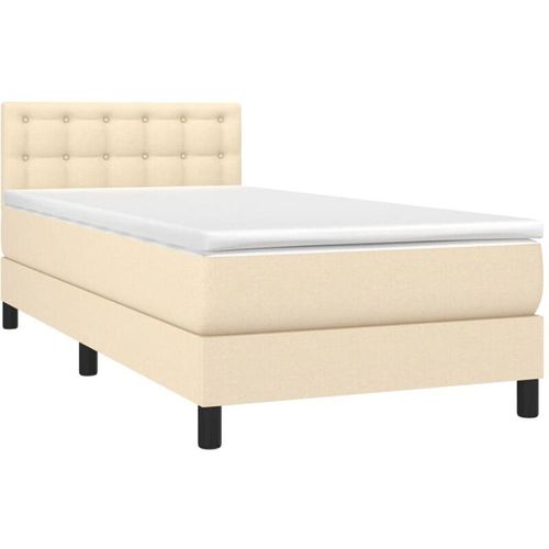 8720287369745 - Vidaxl - Boxspringbett mit Matratze & led Creme 90x200 cm Stoff