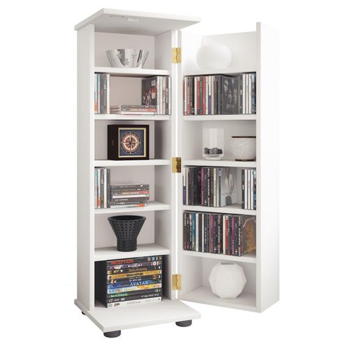 4051814444579 - Holz CD DVD Stand Regal platzsparender CD Schrank mit abschließbarer Holztür für 300 CDs oder 130 DVDs oder 72-Videos Maße H 93 x B 31 x T 31 cm 10 variable Einlegeböden – Engalo L 4051814444579 - Holz CD DVD Stand Regal platzsparender CD Schrank mit abschließbarer Holztür für 300 CDs oder 130 DVDs oder 72-Videos Maße H 93 x B 31 x T 31 cm 10 variable Einlegeböden – Engalo L