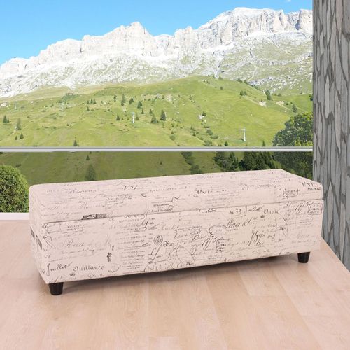 4052826156207 - Aufbewahrungs-Truhe Kriens Sitzbank Bank Stoff Textil 45x114x45cm MVG-zertifiziert ~ Schriftzug creme 4052826156207 - Aufbewahrungs-Truhe Kriens Sitzbank Bank Stoff Textil 45x114x45cm MVG-zertifiziert ~ Schriftzug creme