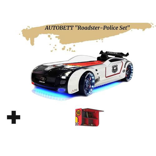0743194011086 - Autobett Kinderbett Roadster Police LED Sound Sportsitze Lattenrost Spoiler 90x190 cm 0743194011086 - Autobett Kinderbett Roadster Police LED Sound Sportsitze Lattenrost Spoiler 90x190 cm