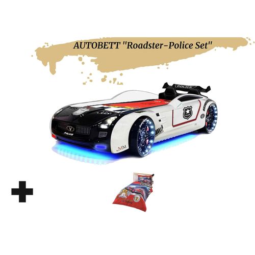 0743194011055 - Autobett Kinderbett Roadster Police LED Sound Sportsitze Lattenrost Spoiler 90x190 cm 0743194011055 - Autobett Kinderbett Roadster Police LED Sound Sportsitze Lattenrost Spoiler 90x190 cm