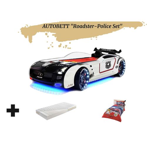 0743194011079 - Autobett Kinderbett Roadster Police LED Sound Sportsitze Lattenrost Spoiler 90x190 cm 0743194011079 - Autobett Kinderbett Roadster Police LED Sound Sportsitze Lattenrost Spoiler 90x190 cm