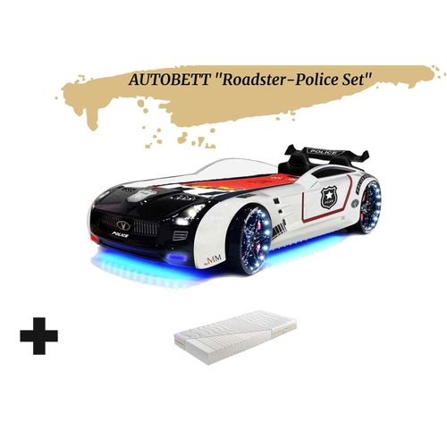 0743194011062 - Autobett Kinderbett Roadster Police LED Sound Sportsitze Lattenrost Spoiler 90x190 cm 0743194011062 - Autobett Kinderbett Roadster Police LED Sound Sportsitze Lattenrost Spoiler 90x190 cm