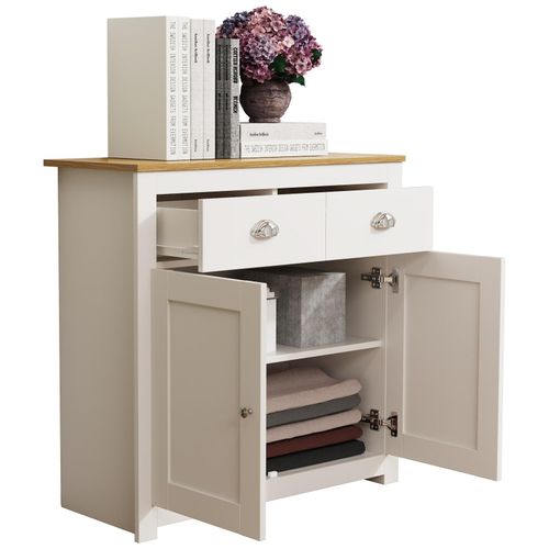 4051814440076 - Holz Kommode Sideboard mit Drehtüren und Schubladen Maße ca H 81 x B 82 x T 35 cm - Balusa L