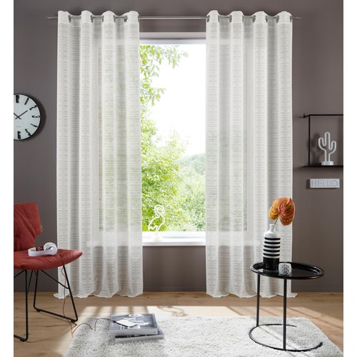 6930325748292 - Gardine BRUNO BANANI LINUS Gardinen Gr 225 cm Ösen 130 cm weiß Ösen halbtransparent gewebt verschiedene Größen