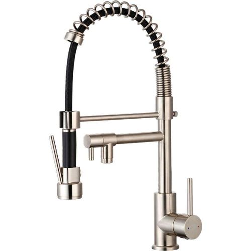 3661109011631 - Essebagno - Big Pro Spültischarmatur mit Brause im Edelstahl-Look - Façon Inox