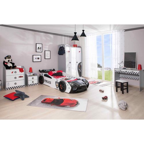 0743194010522 - Kinderzimmer Set mit Police Autobett 5 teilig Weiß 0743194010522 - Kinderzimmer Set mit Police Autobett 5 teilig Weiß