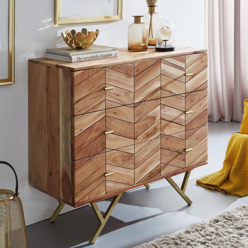 4251757700583 - Sideboard 90x865x40 cm Akazie Massivholz Metall Anrichte Kommode 3 Schubladen Hoher Kommodenschrank Holz Massiv Standschrank Wohnzimmer 4251757700583 - Sideboard 90x865x40 cm Akazie Massivholz Metall Anrichte Kommode 3 Schubladen Hoher Kommodenschrank Holz Massiv Standschrank Wohnzimmer