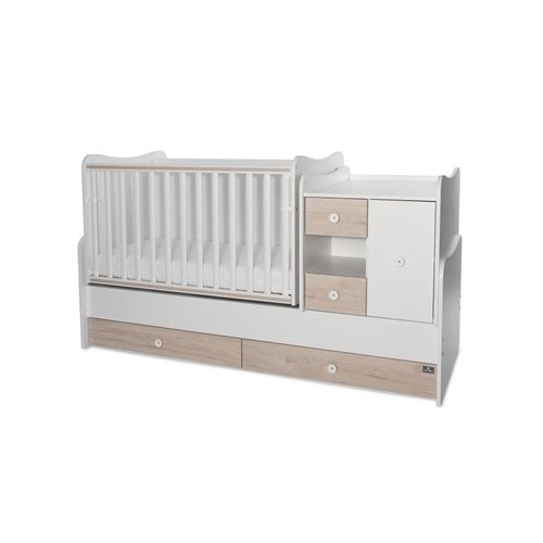 3800166107370 - Babybett Jugendbett 3 in 1 Mini Max umbaubar für 2 Kinder gleichzeitig grau weiß