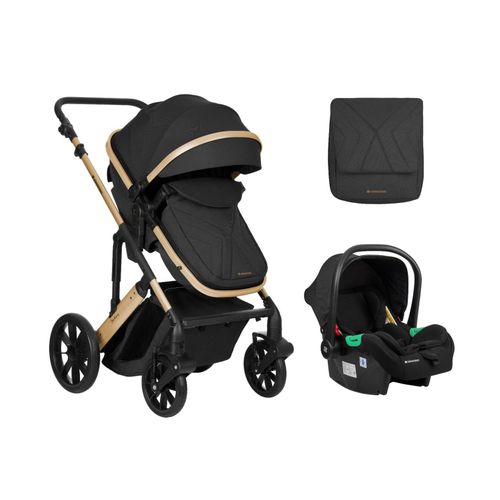 3800171209694 - Kikkaboo Kinderwagen Darling 3 in 1 Sportsitz Tragetasche Autositz Wickeltasche black