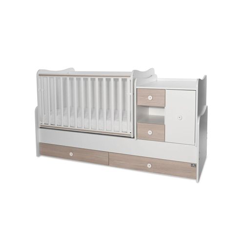 3800166107363 - Babybett Jugendbett 3 in 1 Mini Max umbaubar für 2 Kinder gleichzeitig hellbraun weiß 3800166107363 - Babybett Jugendbett 3 in 1 Mini Max umbaubar für 2 Kinder gleichzeitig hellbraun weiß