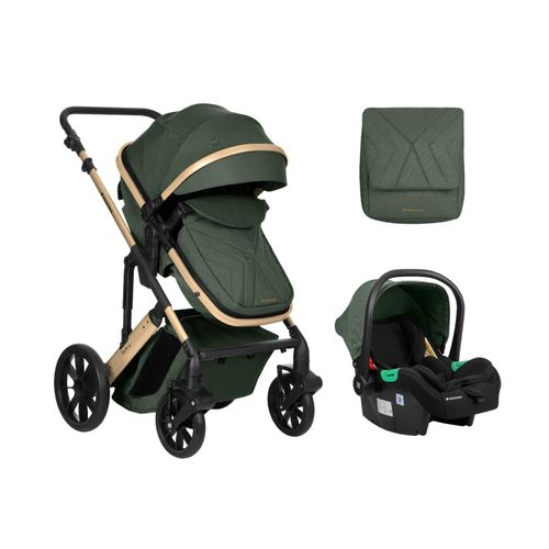 3800171209687 - Kikkaboo Kinderwagen Darling 3 in 1 Sportsitz Tragetasche Autositz Wickeltasche dunkelgrün