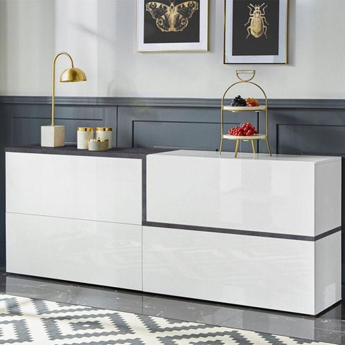 8054117992491 - Web Furniture - Sideboard Anrichte 210cm 4 Türen Eingang modernes Design Zet Pavin Schiefer