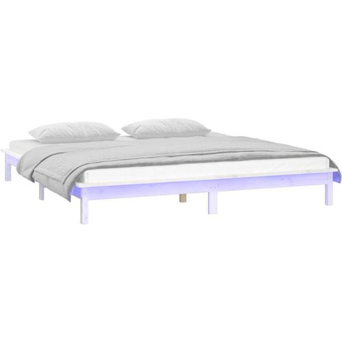 8720287135357 - MassivholzbettSchlafzimmerbettDoppelbett mit LEDs Weiß 135x190 cm vidaXL