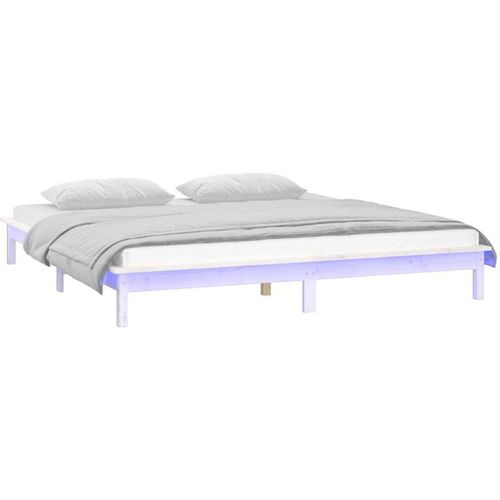 8720287135050 - Bonnevie - MassivholzbettSchlafzimmerbettDoppelbett mit LED-Beleuchtung Weiß 160x200 cm vidaXL