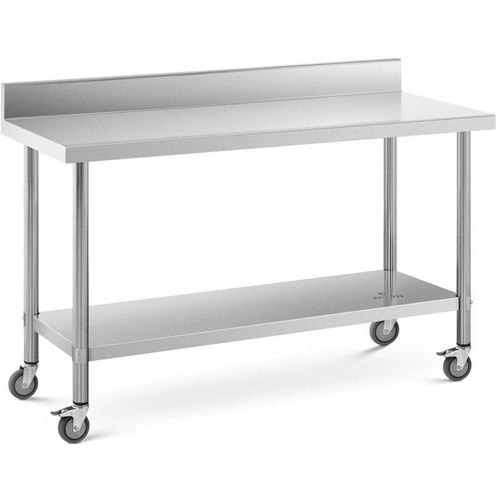 4062859128386 - Royal Catering - Rollbarer Edelstahl Arbeitstisch Edelstahltisch Aufkantung 60 x 150 cm 160 kg