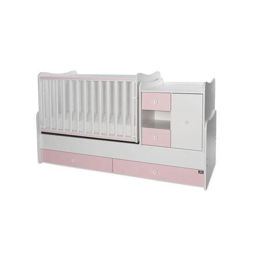 3800166104959 - Babybett Jugendbett 3 in 1 Mini Max umbaubar für 2 Kinder gleichzeitig pink