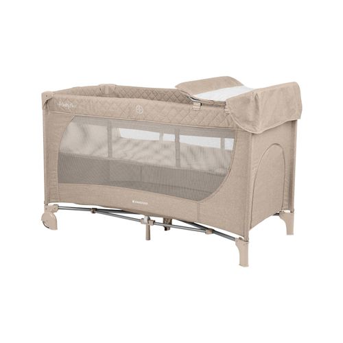 3800171210294 - Kikkaboo Reisebett Medley Plus 2 Ebenen Matratze Moskitonetz Wickelauflage Räder beige