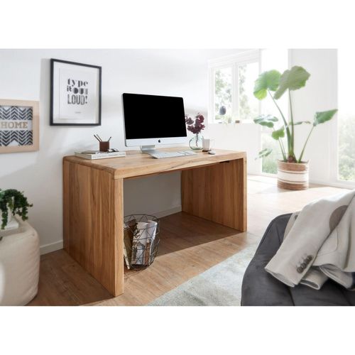 4250950232242 - Finebuy - Schreibtisch Massiv-Holz Akazie 160 cm Computertisch Echtholz Design Ablage Büro-Tisch Landhaus-Stil 4250950232242 - Finebuy - Schreibtisch Massiv-Holz Akazie 160 cm Computertisch Echtholz Design Ablage Büro-Tisch Landhaus-Stil