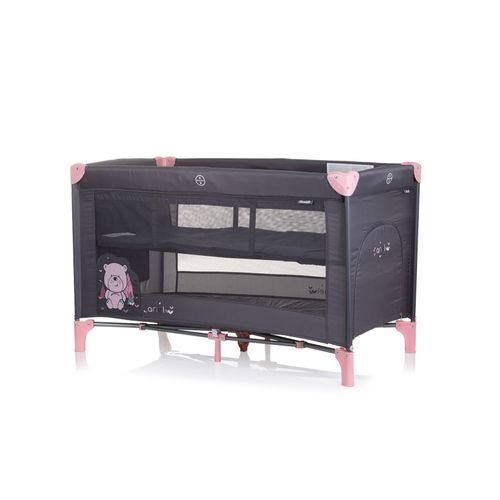 3800931059125 - Reisebett Ariel 2 Ebenen Tragetasche Seiteneingang Seitentasche grau pink
