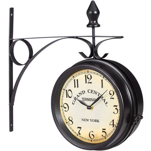 4052025262921 - Bahnhofsuhr doppelseitig Batterie retro New York hbt 35 x 35 x 10 cm zweiseitige Wanduhr Vintage schwarz - Relaxdays 4052025262921 - Bahnhofsuhr doppelseitig Batterie retro New York hbt 35 x 35 x 10 cm zweiseitige Wanduhr Vintage schwarz - Relaxdays
