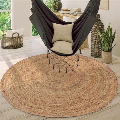 4061981168161 - Teppich Viborg 595 Teppiche Gr Ø 200 cm 13 mm 1 St beige (natur) Esszimmerteppiche Jute Modern Boho Handgefertigter Natur-Teppich