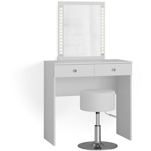 4066731196920 - Schminktisch Frisiertisch Frisierkommode Elara Weiß LED Spiegel Design Hocker 80x79cm modern Schlafzimmer Kommode Schminkspiegel Schublade Ablage Aufbewahrung Kosmetiktisch Make-Up-Tisch