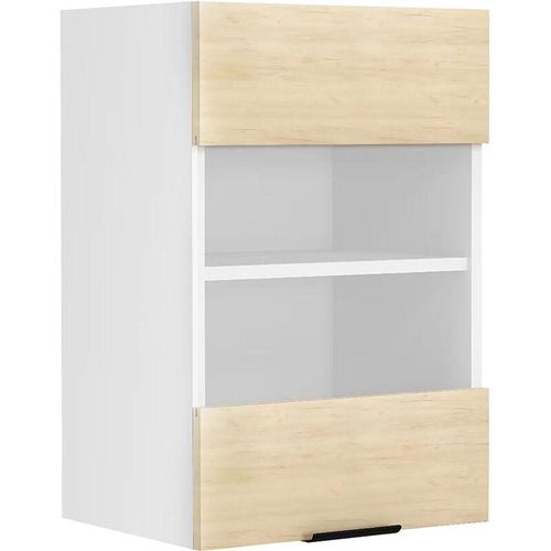 4051814429682 - Küchenschrank Breite 40 cm Glastür Hängeschrank Küche Wandschrank Küchenmöbel Fasola (Farbe Weiß   Honig-Eiche)