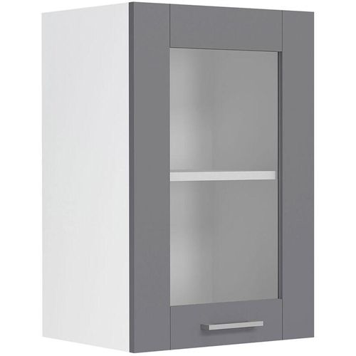 4051814430145 - Küchenschrank Breite 40 cm Glastür Hängeschrank Küche Wandschrank Küchenmöbel Landhaus Colura (Farbe Weiß   Anthrazit)