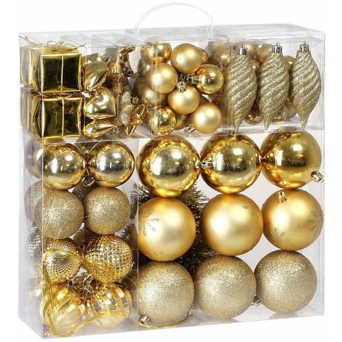 4250525369540 - - casaria® Weihnachtskugeln 103er Set Christbaumkugeln Weihnachtsbaumkugeln Weihnachtsbaumschmuck gold