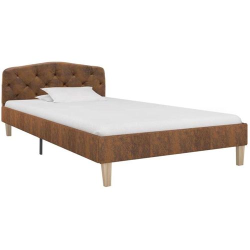 8719883698670 - Bonnevie - BettgestellSchlafzimmerbett Braun Wildleder-Optik 90x200 cm vidaXL