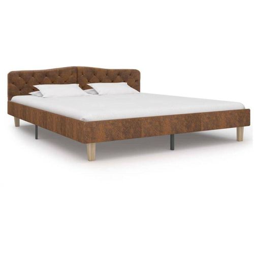 8719883698724 - Bonnevie - BettgestellSchlafzimmerbett Braun Wildleder-Optik 180x200 cm vidaXL