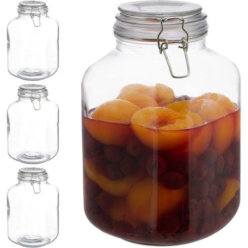 4052025296520 - Relaxdays - 4 x 3 Liter Einmachglas zum Konservieren Gastro Bügelverschluss Gummiring luftdicht xxl Einweckglas klar