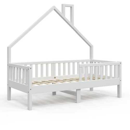 4251421952829 - Hausbett Kinderbett Spielbett Noemi 80x160cm weiß Rausfallschutz