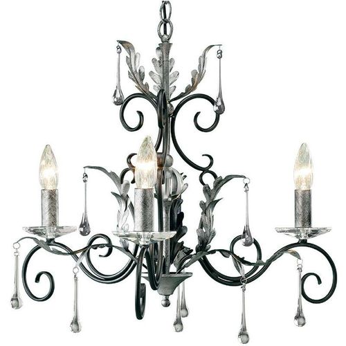 5024005474401 - Elstead Amarilli - Kronleuchter 3 Hellschwarz Silber Blumenblätter Design E14 5024005474401 - Elstead Amarilli - Kronleuchter 3 Hellschwarz Silber Blumenblätter Design E14